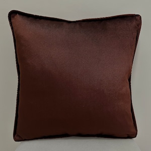 Brown Pillow Cover With Piping Velvet Pillow, All Size Pillow Custom Made Pillow Velvet Pillow Cover Velvet Cushion Cover, Decorative Pillow