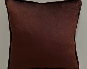 Brown Pillow Cover With Piping Velvet Pillow, All Size Pillow Custom Made Pillow Velvet Pillow Cover Velvet Cushion Cover, Decorative Pillow