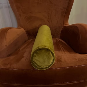 Olive Green Velvet Bolster, Pillow Cover, Decorative Bolster Pillow,Luxury Bolster, Sofa Bolster Cover, Soft Velvet Neck Pillow, Roll Pillow