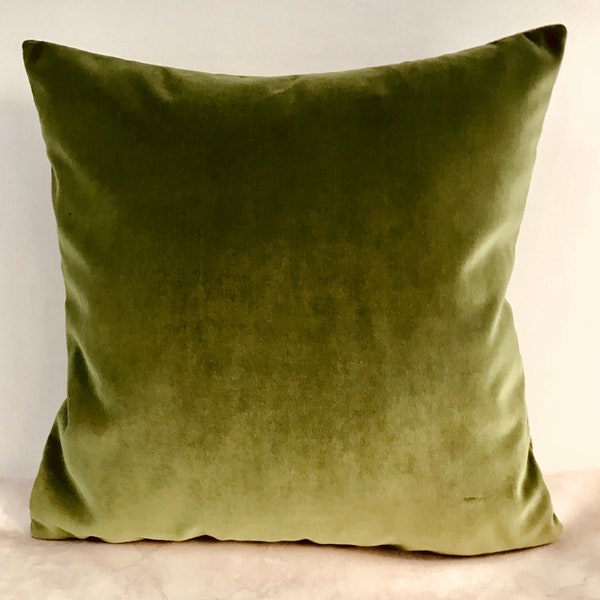 Housse de coussin en velours vert olive, coussin en velours, coussin vert, coussin sur mesure, taie de coussin, 18 x 18 20 x 20 22 x 22 24 x 24 coussins en velours vert