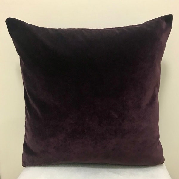 Dark Plum Pillow Cover Velvet Pillow All Size Pillows Custom Made Pillow Velvet Pillow Cover, 18X18 Velvet Cushion Cover, Decorative Pillows