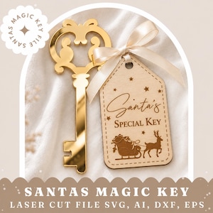 Santa’s Magic Key SVG Laser Cut File | Christmas Key Ornament | Layered Laser Cut Design | Glowforge, xTool, LightBurn, Cricut & Silhouette
