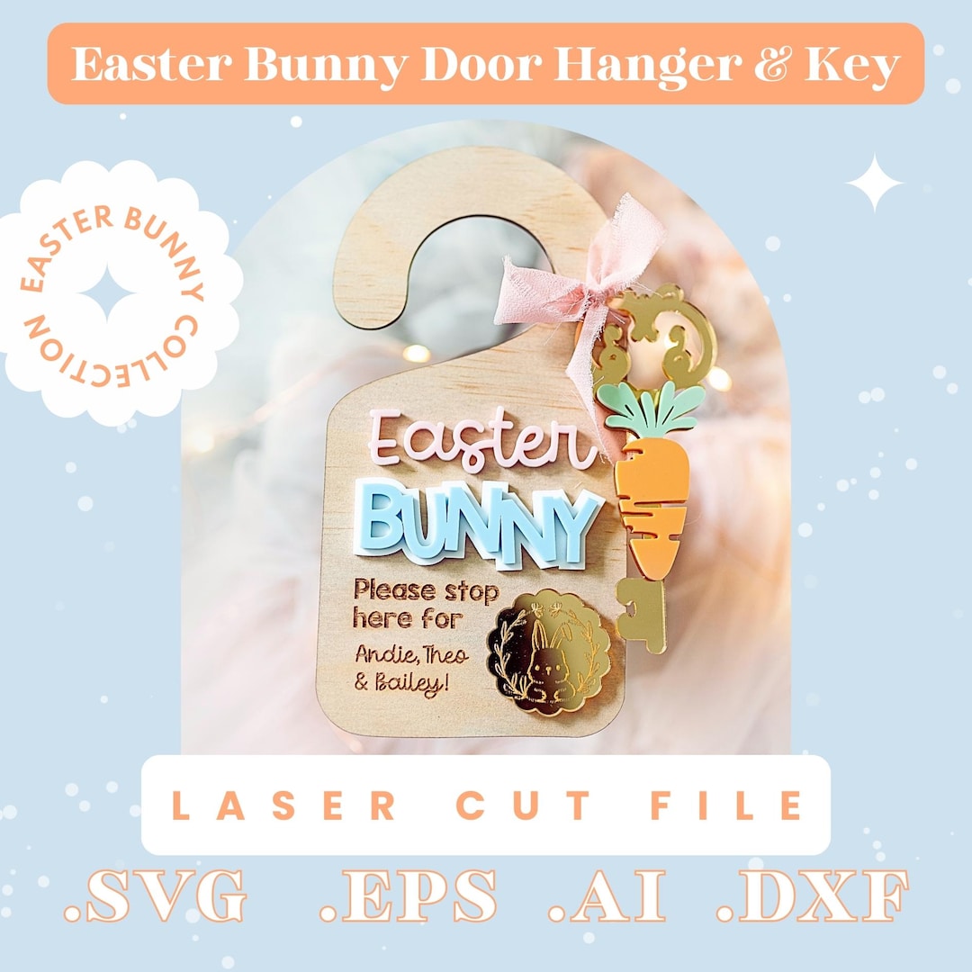 Easter Rabbit Key Svg Easter Bunny Key and Door Hanger Laser Cut File, SVG, Glowforge, Laser ...