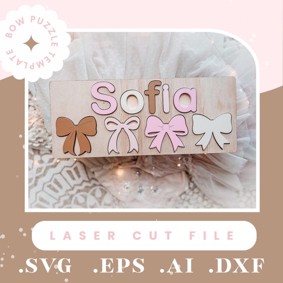 Bow Names Personalized Bow Name Puzzle SVG Laser Cut File Instant Digital ...
