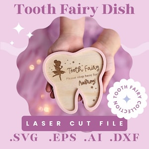 Zahnfee Teller Laserschnittdatei, SVG Laserschnitt, Lasercut, Glowforge, digitaler Download, Kinderspielzimmerdekor