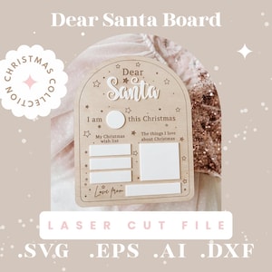 Cher père Noël, étape importante, Noël découpé au laser, fichiers laser SVG Glowforge, téléchargement numérique, téléchargement immédiat, cadre de première année