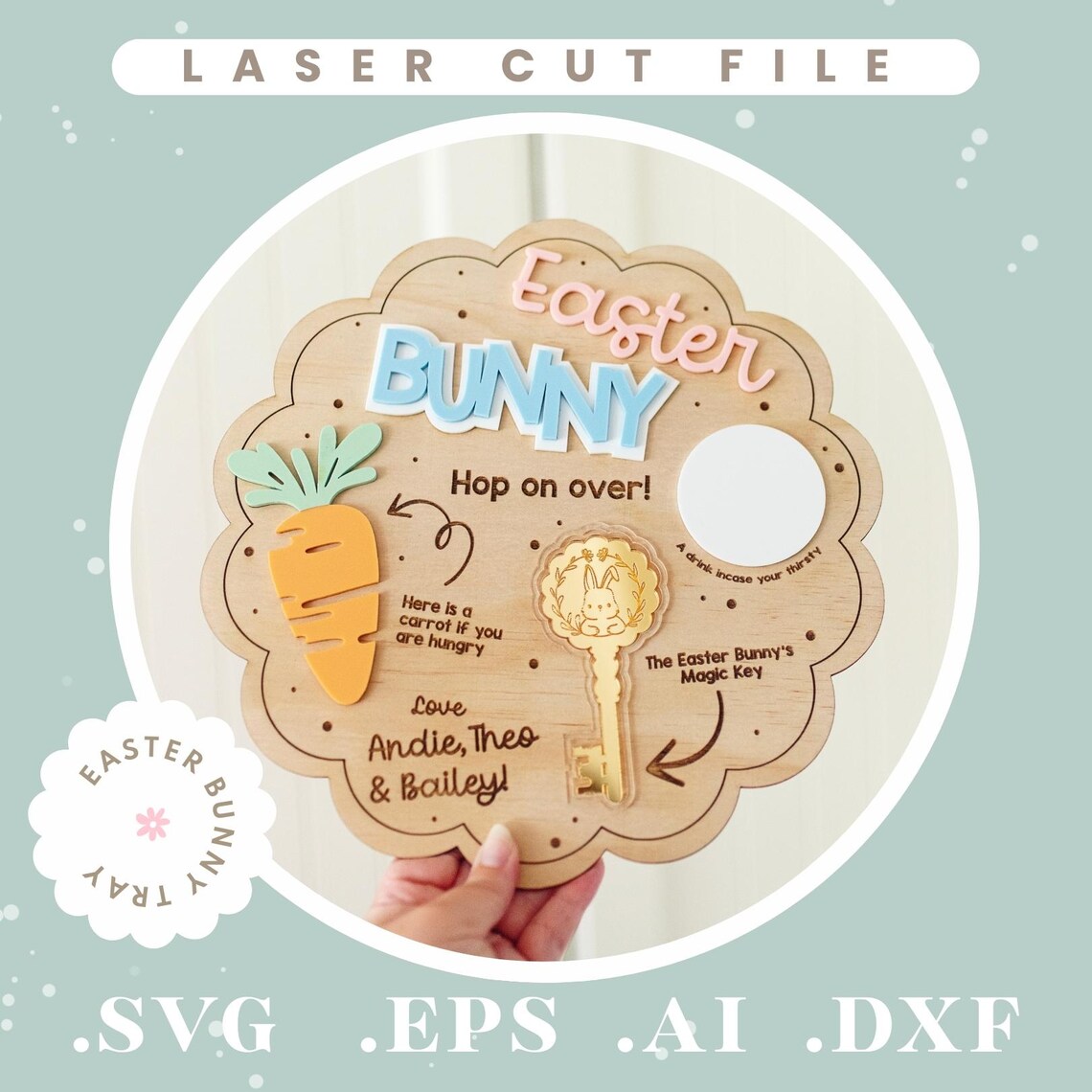 Easter Rabbit Key Svg Personalised Easter Bunny Tray SVG Easter Bunny Key Laser Cutting File ...