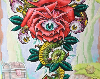 Beholder Rose : 18"x24" Giclee Print on High Quality Watercolor Paper