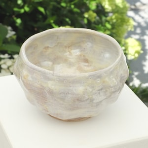 Handmade Ceramic Matcha Set: Pearl Glaze Chawan Bowl & Whisk Holder