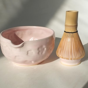 Matcha set Spouted big Bowl Pouring Pink sakura Vessel Ceremony Katakuchi