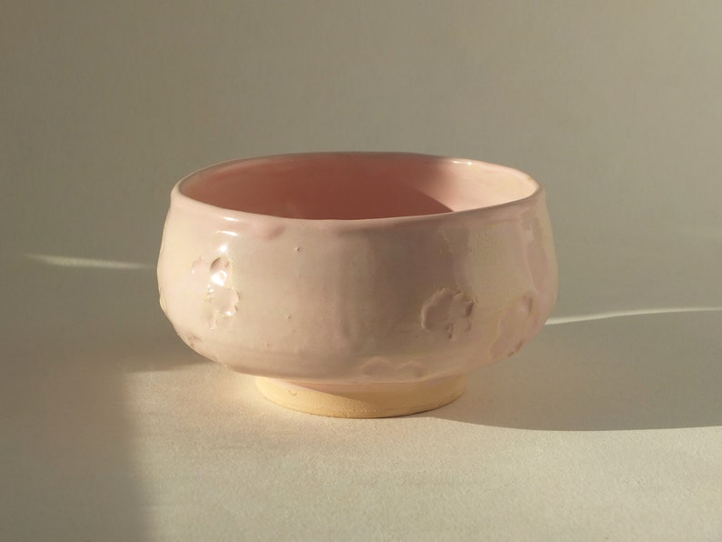 Matcha Schale, Handgemachte Keramik Chawan, Sakura rosa mattes Steinzeug Bild 5