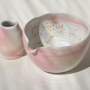 Matcha set, Rainbow spouted Chawan, Handcrafted Matcha bowl
