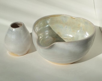Matcha Set Bowl Heart Shape Handmade Japandi Unique Matcha Lover Gift