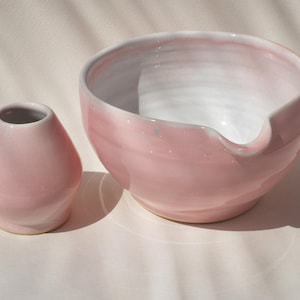 Matcha set Handmade ceramic Chawan with spout & Whisk holder