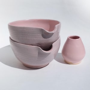 Juego de cuencos para matcha, decoración de cocina japonesa, recipiente para verter rosa estilo Wabi Sabi, regalo para amantes del matcha para inauguración de casa.