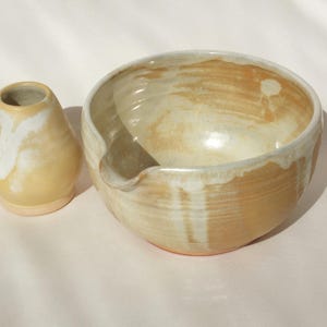 Matcha bowl, Wabi Sabi Handmade ceramics, Chawan with spout