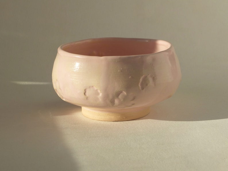 Matcha Schale, Handgemachte Keramik Chawan, Sakura rosa mattes Steinzeug Bild 8