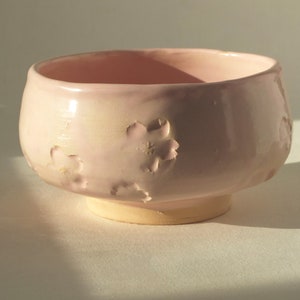 Matcha Schale, Handgemachte Keramik Chawan, Sakura rosa mattes Steinzeug Bild 1