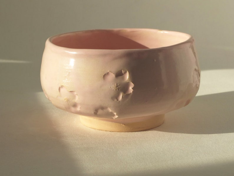 Matcha Schale, Handgemachte Keramik Chawan, Sakura rosa mattes Steinzeug Bild 1