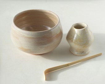 Matcha bowl Handmade ceramic bowl Matcha set & Whisk holder mushel