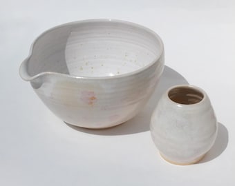 Juego de Matcha con Cuenco Japandi Flores Decoración Costera para el Hogar Chawan de Cerámica Regalo para Amantes del Matcha para Ella