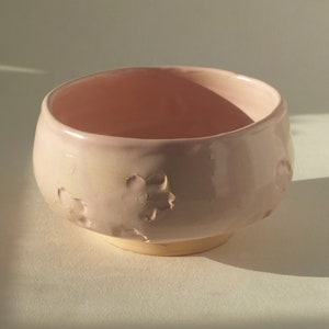 Matcha Schale, Handgemachte Keramik Chawan, Sakura rosa mattes Steinzeug Bild 9