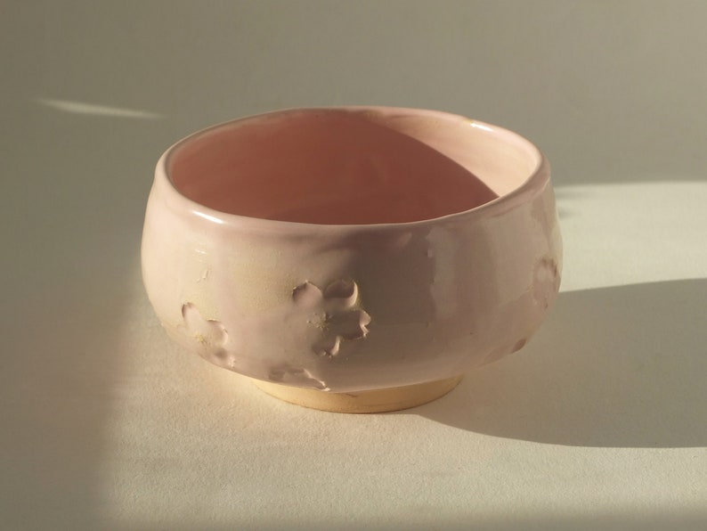 Matcha Schale, Handgemachte Keramik Chawan, Sakura rosa mattes Steinzeug Bild 9