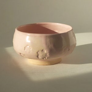 Matcha Schale, Handgemachte Keramik Chawan, Sakura rosa mattes Steinzeug Bild 4