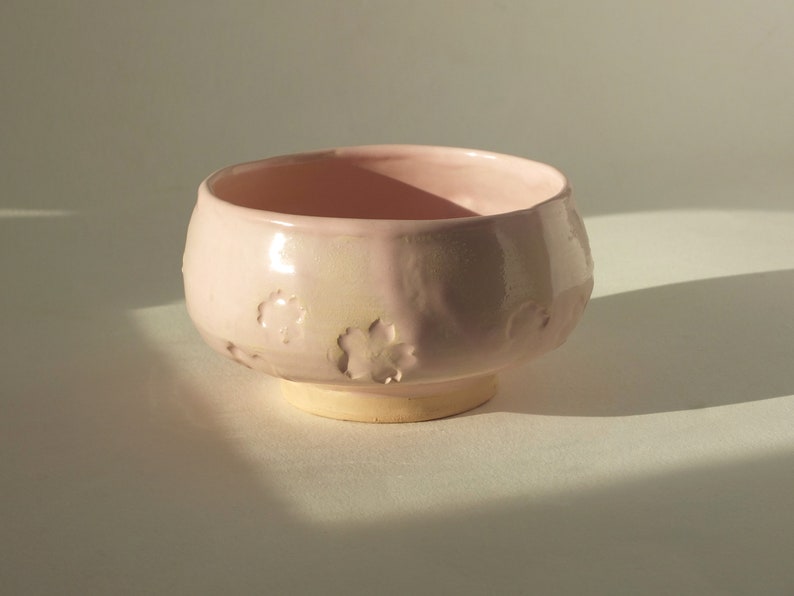 Matcha Schale, Handgemachte Keramik Chawan, Sakura rosa mattes Steinzeug Bild 4