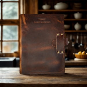 Leather Bound Recipe Journal: Personalized and Customized Family Heirloom Cookbook with Stitch Binding for Mother’s Day