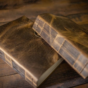THE HALF TOME - Giant Leather Family Tome, Big Huge Rustic Heirloom Keepsake Book, Sewn in Premium Leather, Personalized Christmas Gift