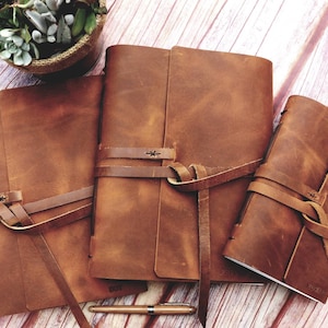 Refillable Leather Journal, Rustic Writing Diary, Classic Notebook, Sketch / Watercolor Book, Full Grain Premium Leather Bound, Customizable