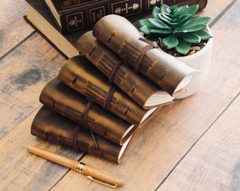 Personalized Full Grain Leather Mini Journal: Handcrafted Rustic Pocket Notebook