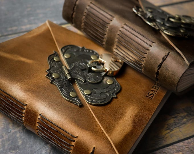 Locking Leather Bound Journal: Personalized Lock and Key Diary, Custom Mother’s Day Gift