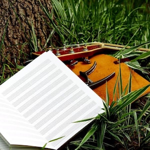 Leather Music Sheet Journal, Staves or Tablature Songwriting Book, Personalized Gift for Musicians, Songwriters, Composers, Sewn Bound