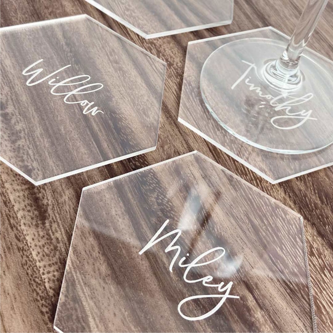 Engraved Clear Acrylic Coasters Wedding Favours Etsy Australia