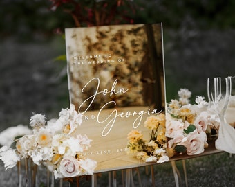 Gold Mirror Acrylic Wedding Welcome Sign|  Acrylic Sign | Event Signage | Wedding Decor | Welcome Sign
