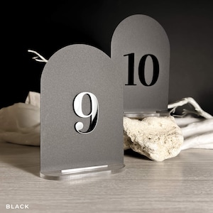 Matte Acrylic Arch Black Table Numbers | Bridal Decor | Acrylic Table Number Sign | Modern Acrylic Table Number | Wedding Table Number Black