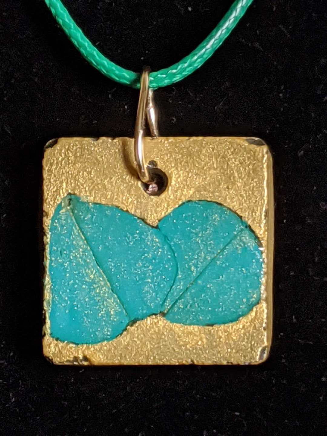 Clover Green and Gold Concrete Pendant Necklace Etsy
