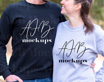 Gildan 18000 Sport Grey, Nero Felpa Mockup, Coppia Mockup 18000, Gildan 18000 Sport Grey, Gildan 18000 Nero, Felpa Coppia Mockup