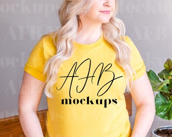 Bella Canvas 3001 Yellow Maize Tshirt Mockup, Model Mockup 3001 Yellow Mais, Bella Canvas 3001 Yellow Mais, Lifestyle Mockup, Yellow Maize