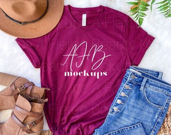 Bella Canvas 3001 Maroon Mockup, Bella Canvas 3001 Mockup, Bella 3001 Maroon, Fall Mockup, Bella 3001 Fall