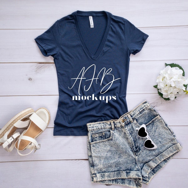 Bella Canvas 6035 Navy Flat lay T shirt Mockup, Bella Canvas 6035 Mockup, Bella 6035 Navy, Spring Mockup T Shirts, Bella 6035 Easter