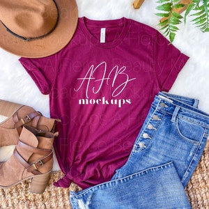 Bella Canvas 3001 Maroon Mockup, Bella Canvas 3001 Mockup, Bella 3001 Maroon, Fall Mockup, Bella 3001 Fall