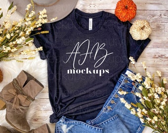 Bella Canvas 3001 Nero T-shirt Mock Up, Bella Canvas 3001 Mockup, Bella 3001 Nero, Fall Mockup, Bella 3001 Mockup Nero