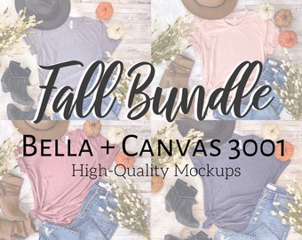 Bella Canvas 3001 Fall Mock Up Bundle, Fall Mockup, Thanksgiving Mockup, Bella Canvas Mockup Bundle, Autumn Mockup, Bella Canvas 3001 Autumn
