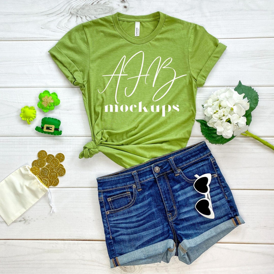 Bella Canvas 3001 Heather Green Tshirt Mock Up, Bella Canvas Heather ...