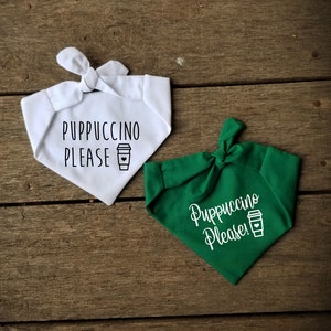 Starbucks Dog Bandana - puppuccino please - coffee lover gift - puppy bandana tie on - matching coordinating