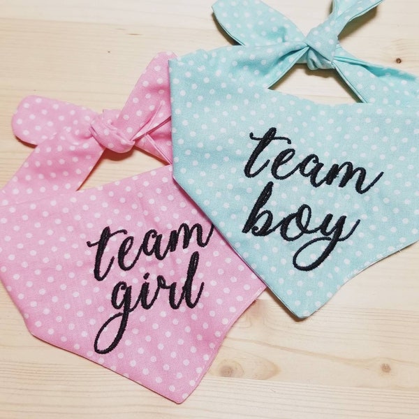 Team Boy or Girl Tie on Bandana - gender reveal party