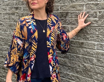 Quimono boho feminino, cardigã floral, jaqueta quimono, saída de praia, saída de praia boho, cardigã de verão, cardigã boho, roupão quimono de algodão.
